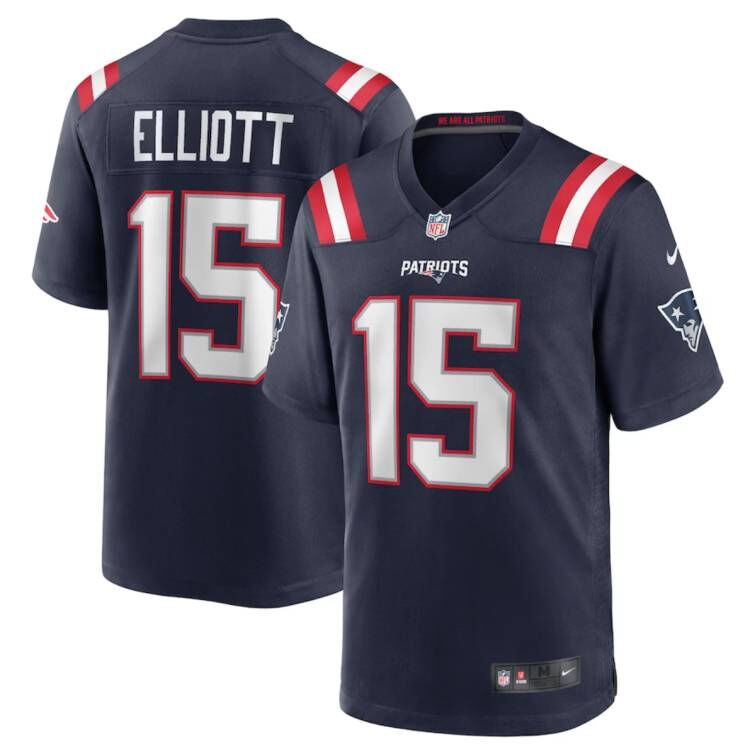 Men's New England Patriots #15 Ezekiel Elliott Navy Stitched Game Jersey Men's New England Patriots #15 Ezekiel Elliott Navy Stitched Game Jersey